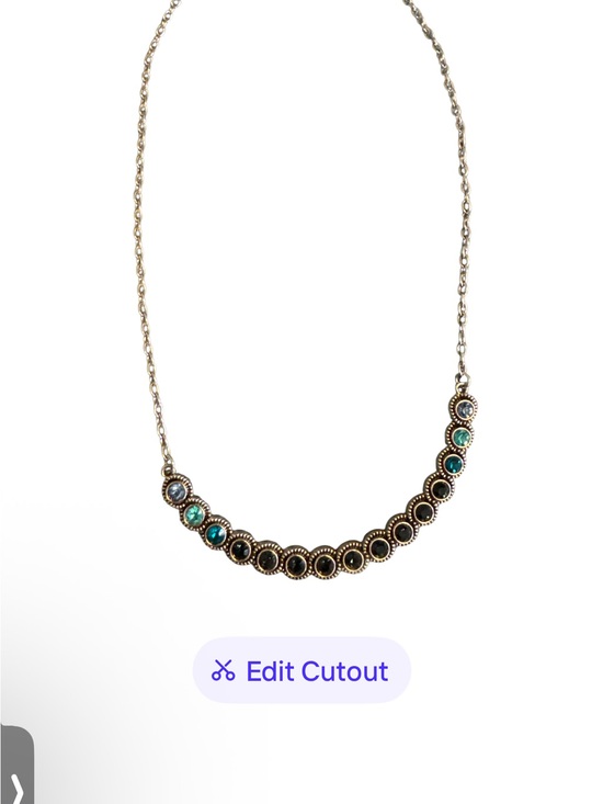 Jewelry - Gold-Tone Necklace with Blue and Teal Accents